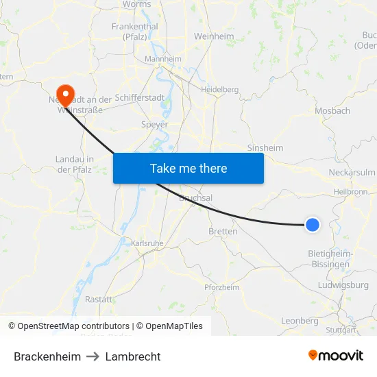 Brackenheim to Lambrecht map