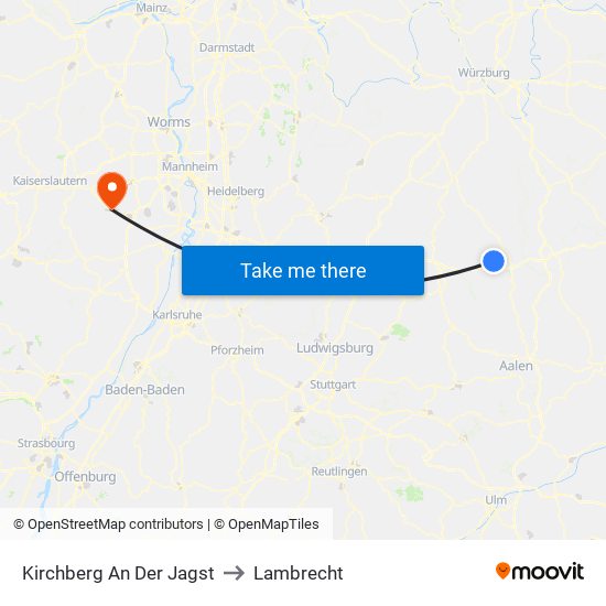 Kirchberg An Der Jagst to Lambrecht map