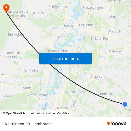 Knittlingen to Lambrecht map