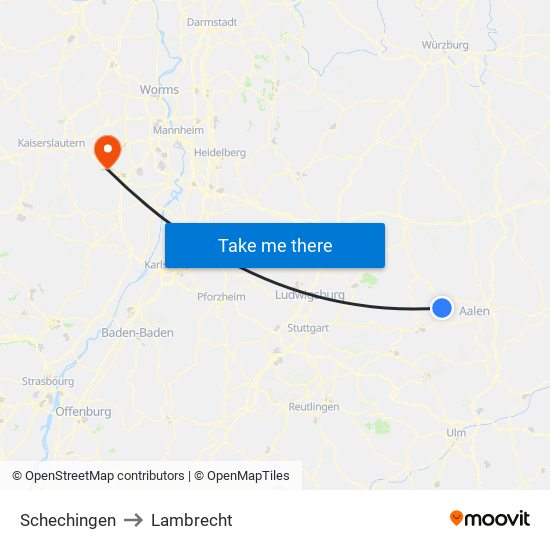 Schechingen to Lambrecht map