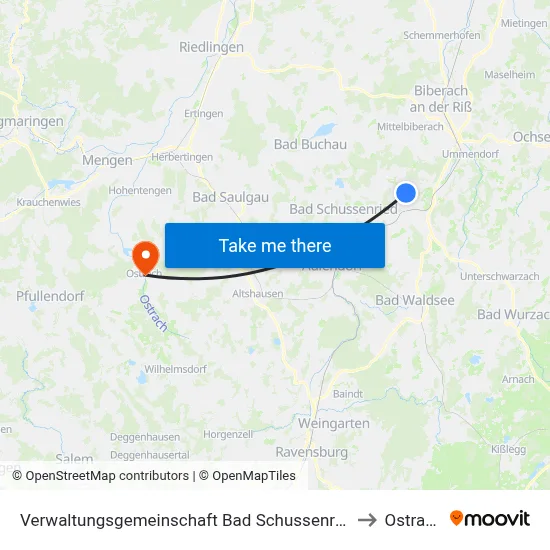 Verwaltungsgemeinschaft Bad Schussenried to Ostrach map