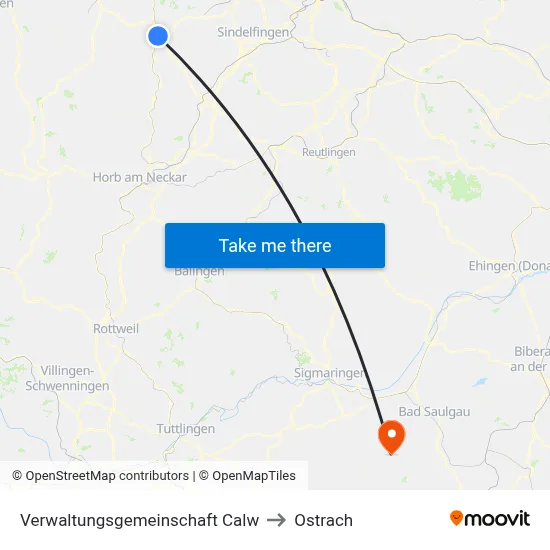 Verwaltungsgemeinschaft Calw to Ostrach map