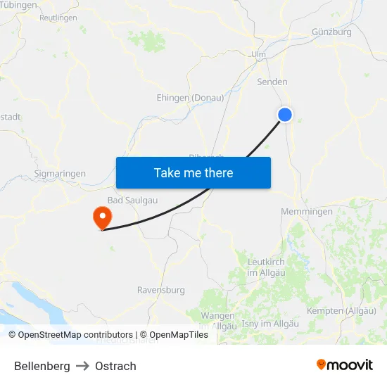 Bellenberg to Ostrach map