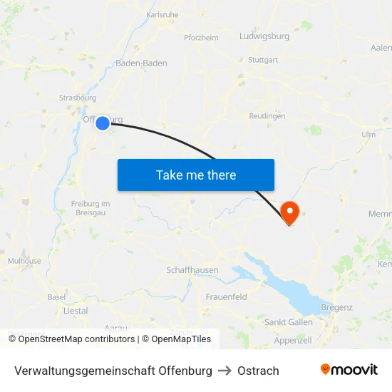 Verwaltungsgemeinschaft Offenburg to Ostrach map