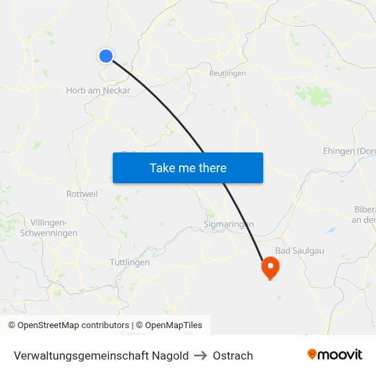 Verwaltungsgemeinschaft Nagold to Ostrach map