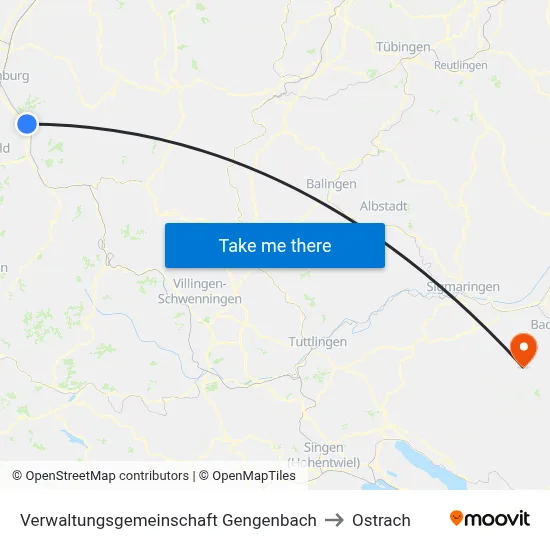 Verwaltungsgemeinschaft Gengenbach to Ostrach map