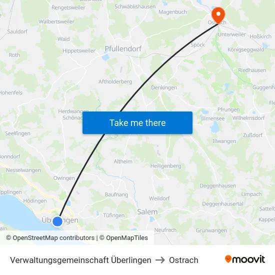 Verwaltungsgemeinschaft Überlingen to Ostrach map