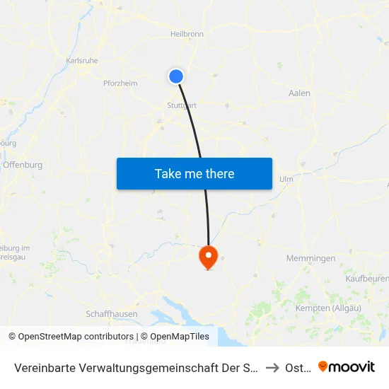 Vereinbarte Verwaltungsgemeinschaft Der Stadt Bietigheim-Bissingen to Ostrach map