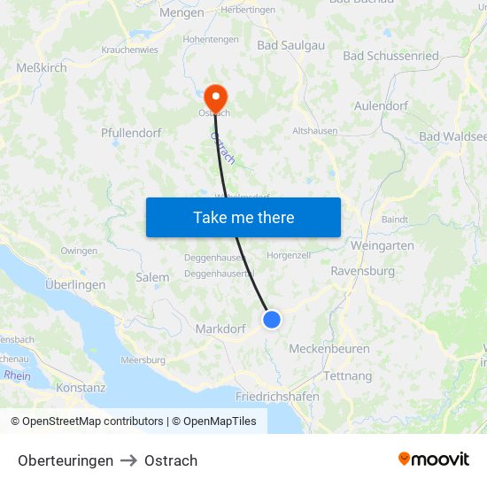 Oberteuringen to Ostrach map