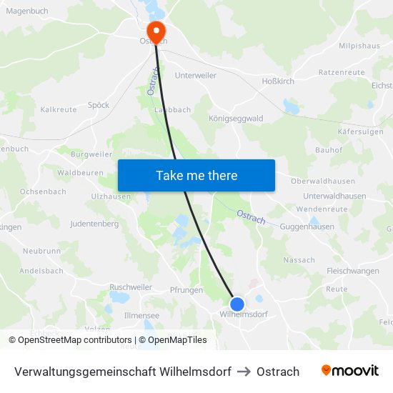 Verwaltungsgemeinschaft Wilhelmsdorf to Ostrach map