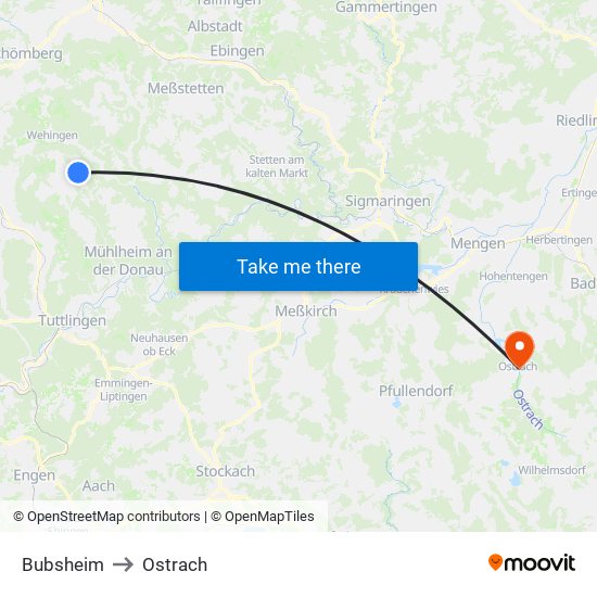 Bubsheim to Ostrach map