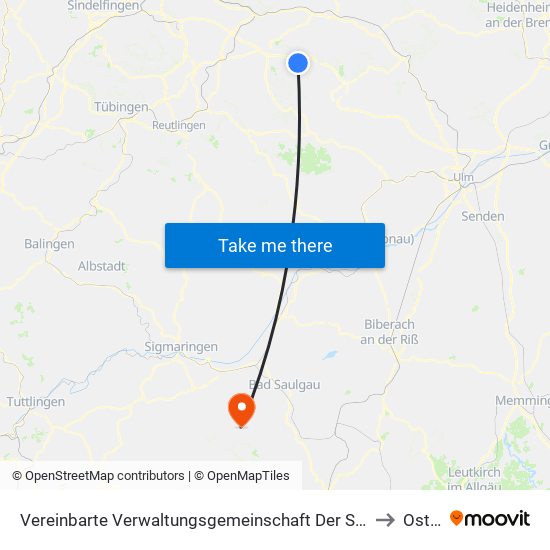 Vereinbarte Verwaltungsgemeinschaft Der Stadt Weilheim An Der Teck to Ostrach map