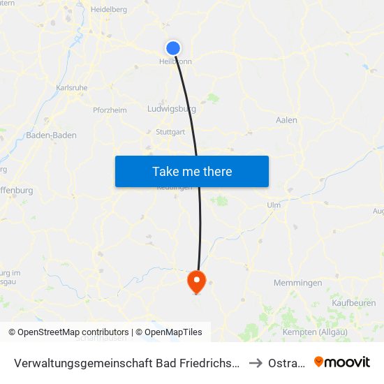Verwaltungsgemeinschaft Bad Friedrichshall to Ostrach map