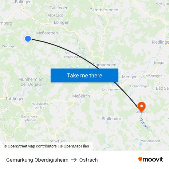 Gemarkung Oberdigisheim to Ostrach map