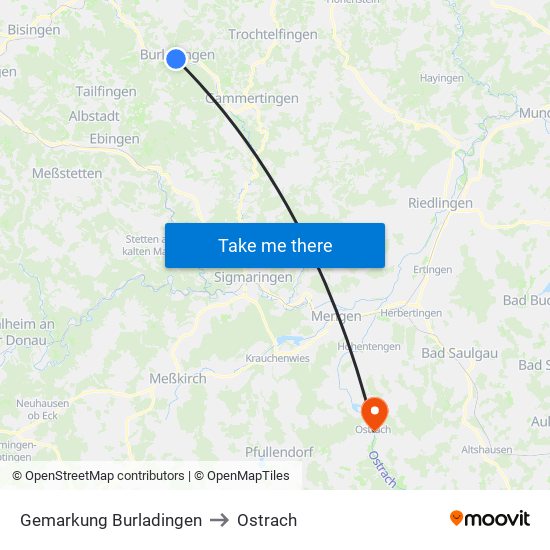 Gemarkung Burladingen to Ostrach map