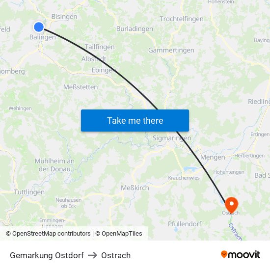 Gemarkung Ostdorf to Ostrach map