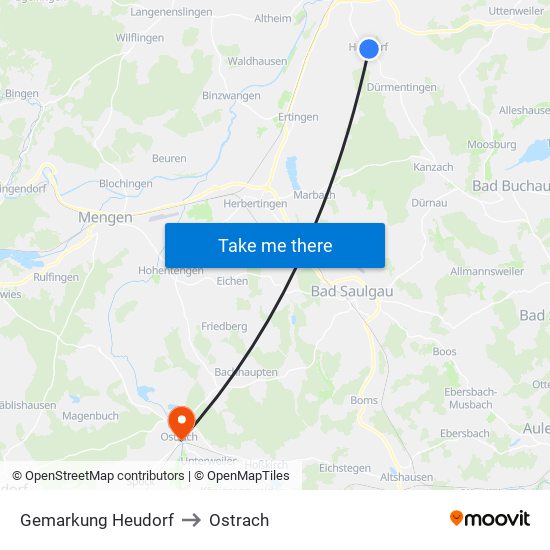 Gemarkung Heudorf to Ostrach map