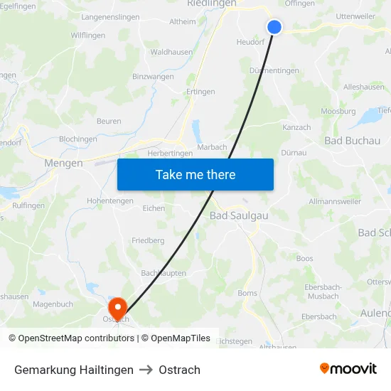 Gemarkung Hailtingen to Ostrach map