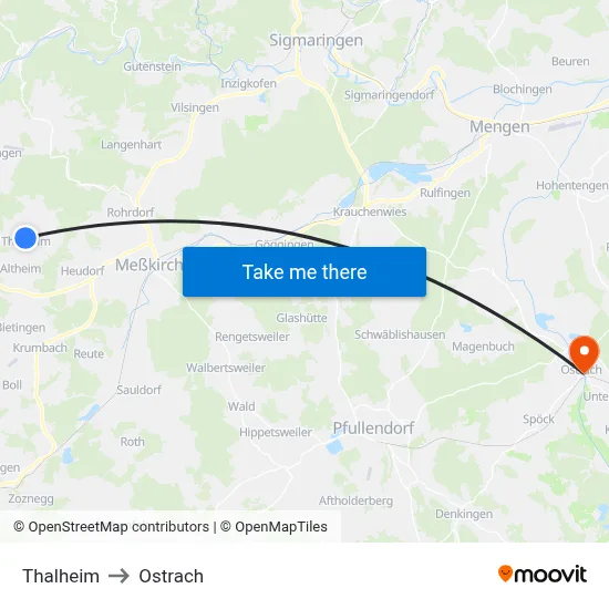 Thalheim to Ostrach map