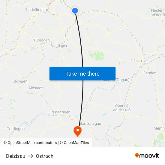 Deizisau to Ostrach map