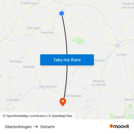Oberboihingen to Ostrach map