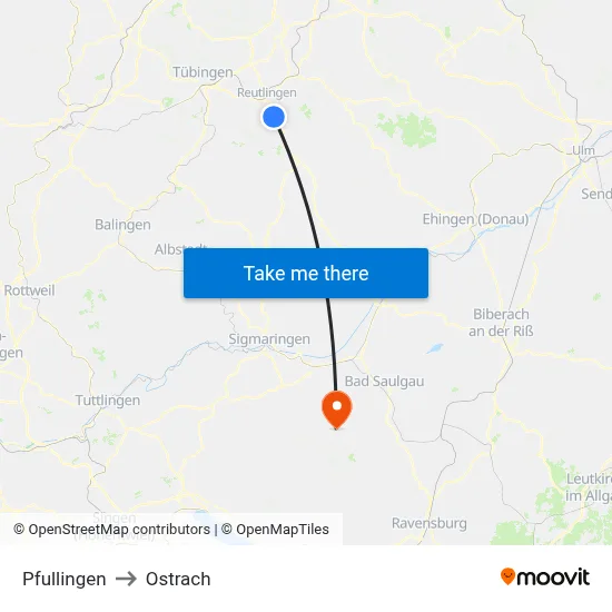 Pfullingen to Ostrach map