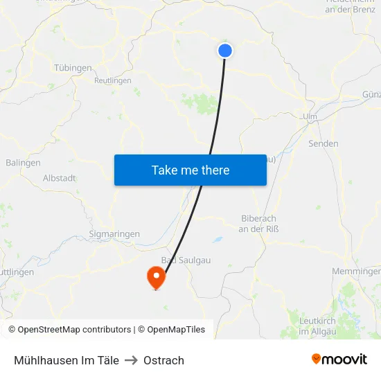 Mühlhausen Im Täle to Ostrach map