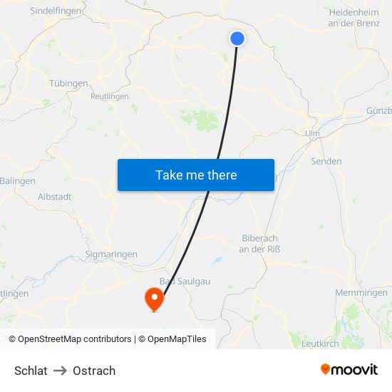 Schlat to Ostrach map