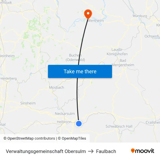 Verwaltungsgemeinschaft Obersulm to Faulbach map