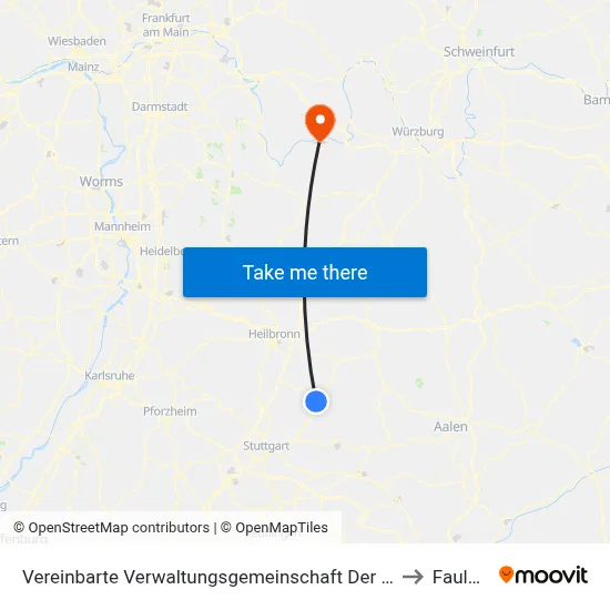 Vereinbarte Verwaltungsgemeinschaft Der Stadt Backnang to Faulbach map
