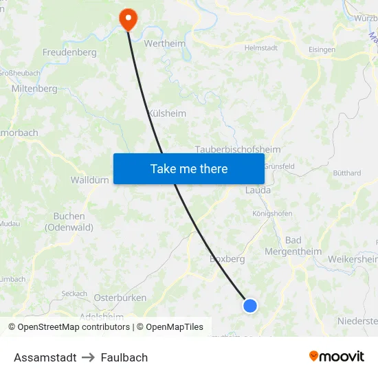 Assamstadt to Faulbach map