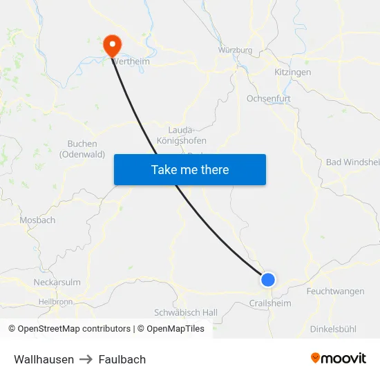 Wallhausen to Faulbach map
