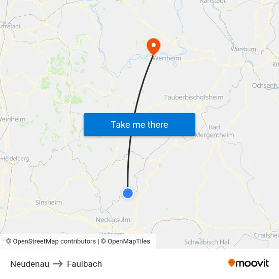 Neudenau to Faulbach map