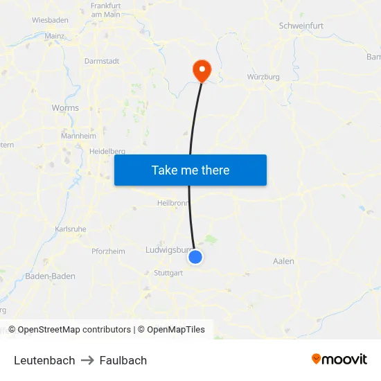 Leutenbach to Faulbach map