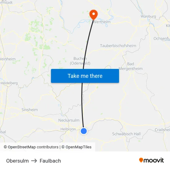 Obersulm to Faulbach map