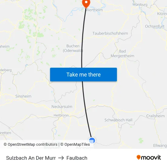 Sulzbach An Der Murr to Faulbach map