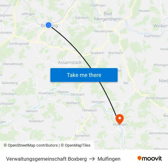 Verwaltungsgemeinschaft Boxberg to Mulfingen map