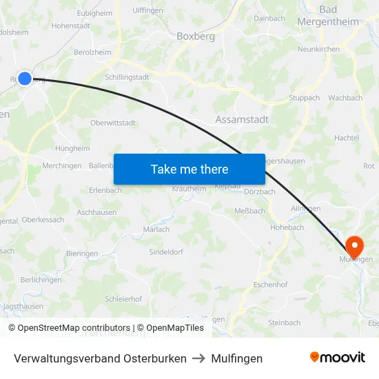 Verwaltungsverband Osterburken to Mulfingen map