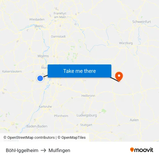 Böhl-Iggelheim to Mulfingen map