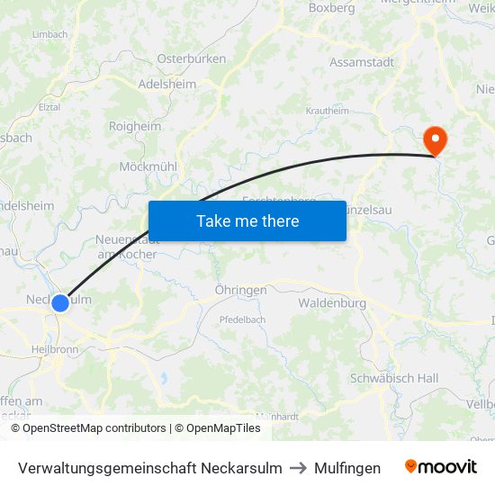 Verwaltungsgemeinschaft Neckarsulm to Mulfingen map