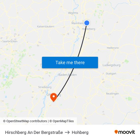 Hirschberg An Der Bergstraße to Hohberg map