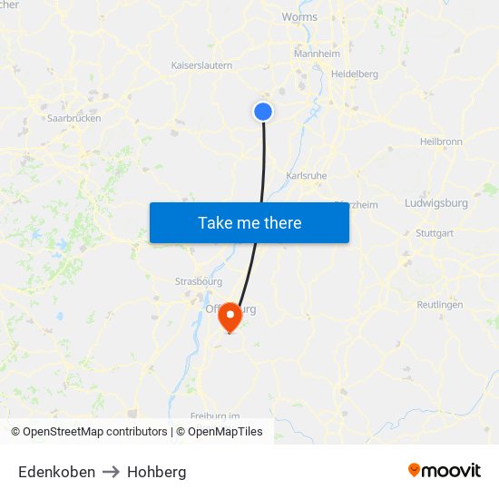 Edenkoben to Hohberg map