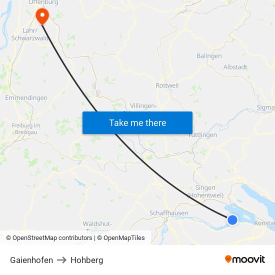 Gaienhofen to Hohberg map