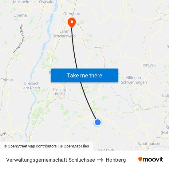 Verwaltungsgemeinschaft Schluchsee to Hohberg map