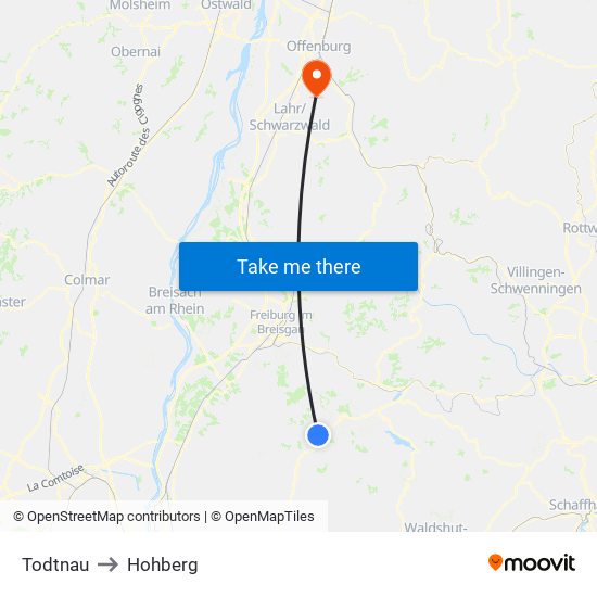 Todtnau to Hohberg map