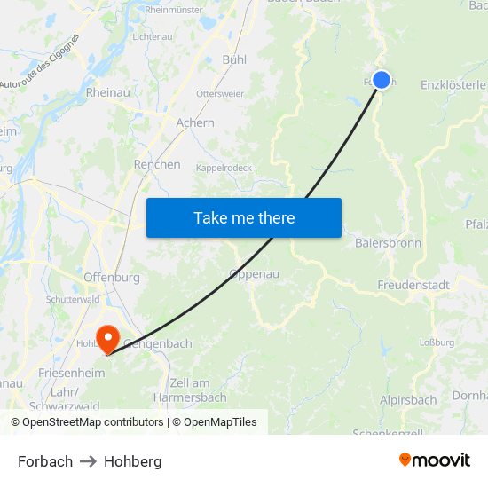 Forbach to Hohberg map