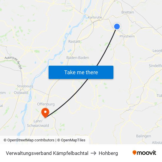 Verwaltungsverband Kämpfelbachtal to Hohberg map