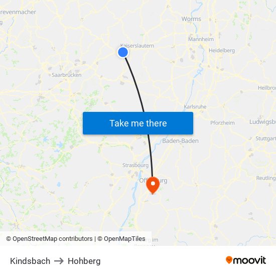 Kindsbach to Hohberg map