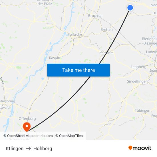 Ittlingen to Hohberg map