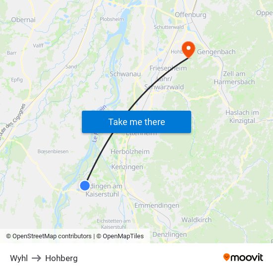 Wyhl to Hohberg map